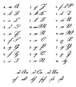 This picture shows the German alphabet in Kurrent script.